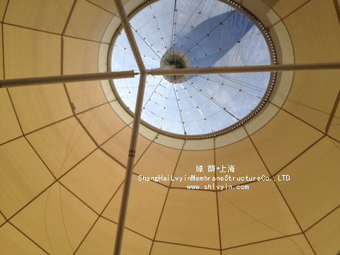 九江市体育场膜结构现场安装方案